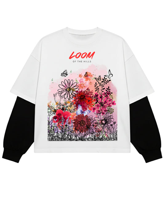 White With Black Sleeve Oversized Tee Front Design